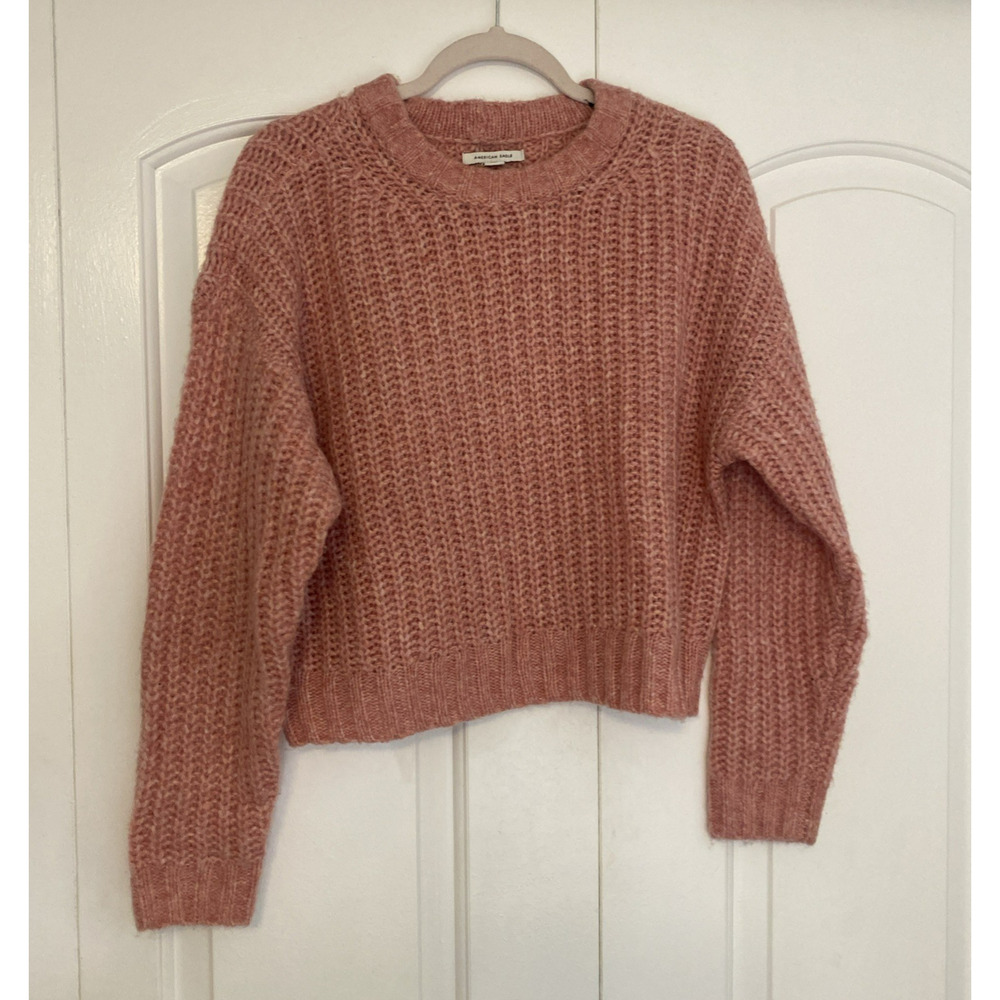 American Eagle Oversized Sweater Women’s XS/S Pink Chunky Open Knit